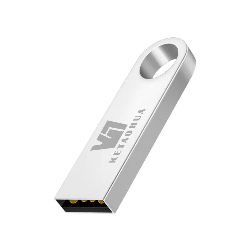 Silver metal car-shaped USB flash drive on a white background showing its compact size and detailed design.