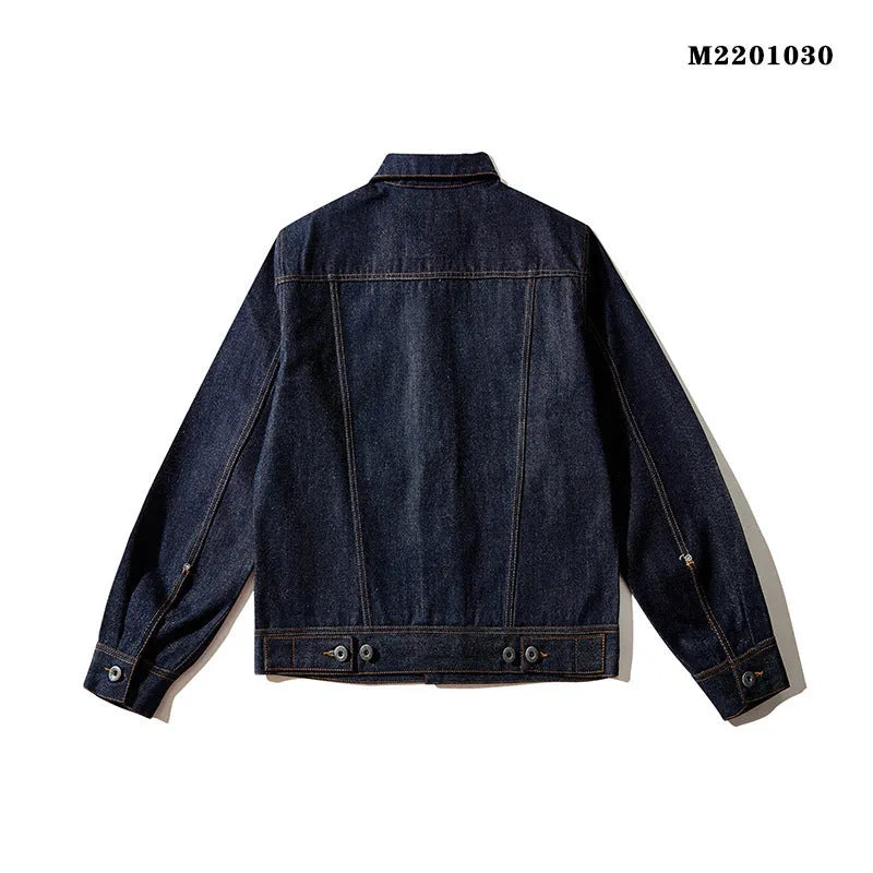 Men's Japanese-style retro raw pulp red edge cloth loose jacket with cotton lining, long sleeves, and patch pockets