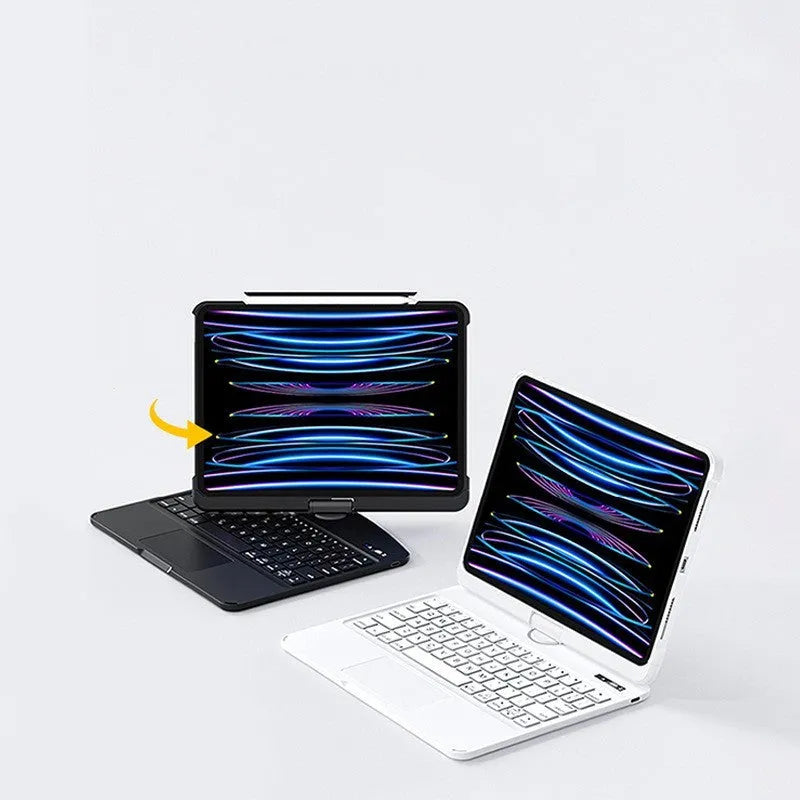 Transparent protective case with built-in Bluetooth wireless keyboard for iPad Pro and iPad Air tablets