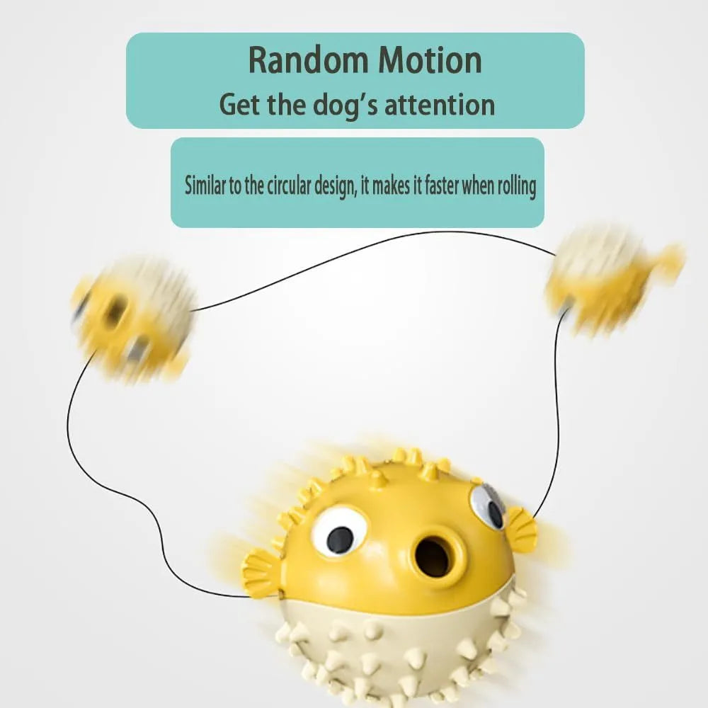 Green fish-shaped interactive dog chew toy with textured surface for treat dispensing and teeth cleaning.