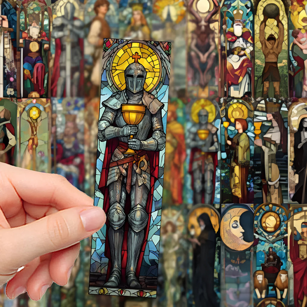 30 handmade paper bookmarks with painted glass tarot designs in cute style for reading and crafts