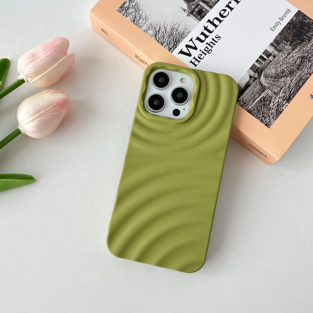 Creative water ripple TPU phone case for iPhone with anti-fingerprint finish in corrugated black