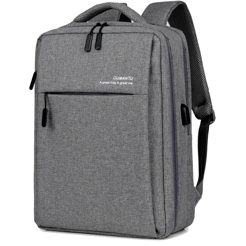 Waterproof rechargeable laptop backpack in multiple colours, shown with a 15.6 inch laptop in its padded compartment.