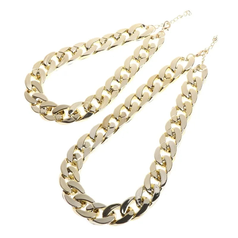 Thick gold chain plated plastic pet necklace on a puppy, lightweight hiphop style safety collar with rose golden finish