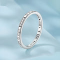 Moss Password I Love You silver alloy ring with oxidised black finish, shown in women's sizes.