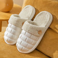 Pink and green detachable EVA slippers with plush lining and a textured sole.