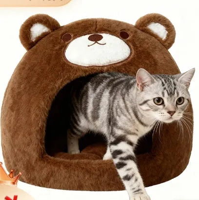 White faced bear cat nest, closed sleeping kennel, 42x42x33cm, cloth material