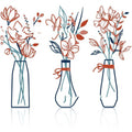 Three metal floral wall art plaques with vase designs in modern farmhouse style