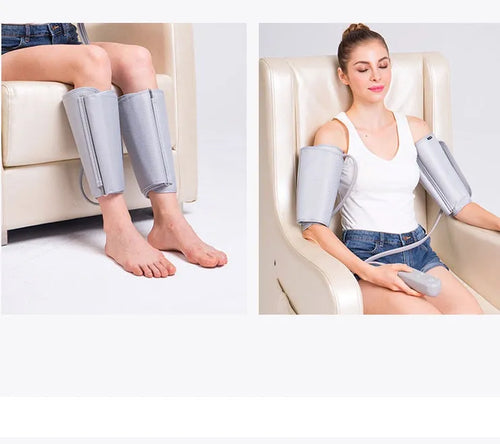 Automatic air wave calf massage machine with dual mode circulation in grey colour