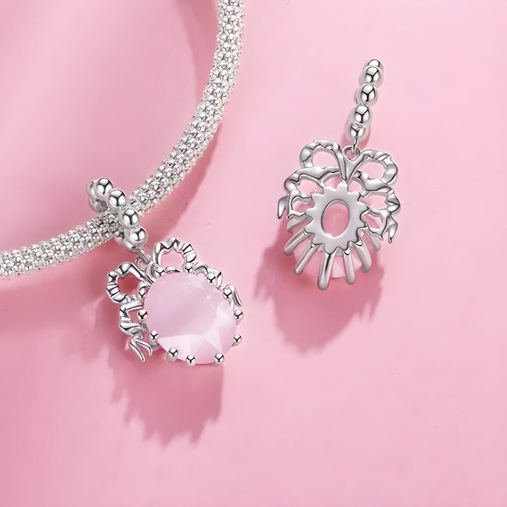 925 silver bow-shaped DIY pendant with electroplated finish, height 2.4cm, width 1.2cm, aperture 0.45cm