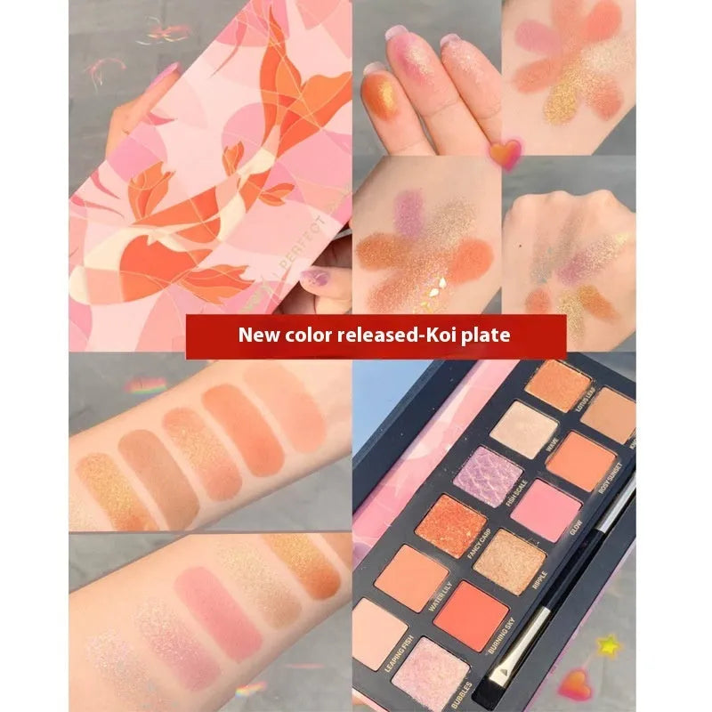 Explorer twelve-colour animal themed eye shadow palette open showing pressed powder shades.