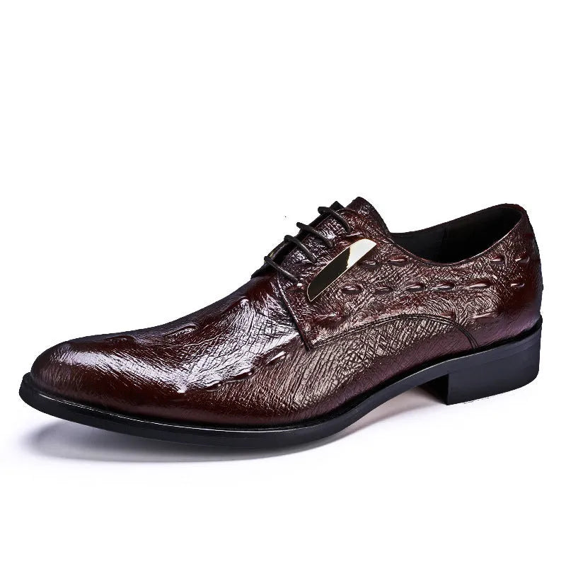 New men's crocodile leather shoes in black, genuine crocodile hide, side view, formal dress shoes