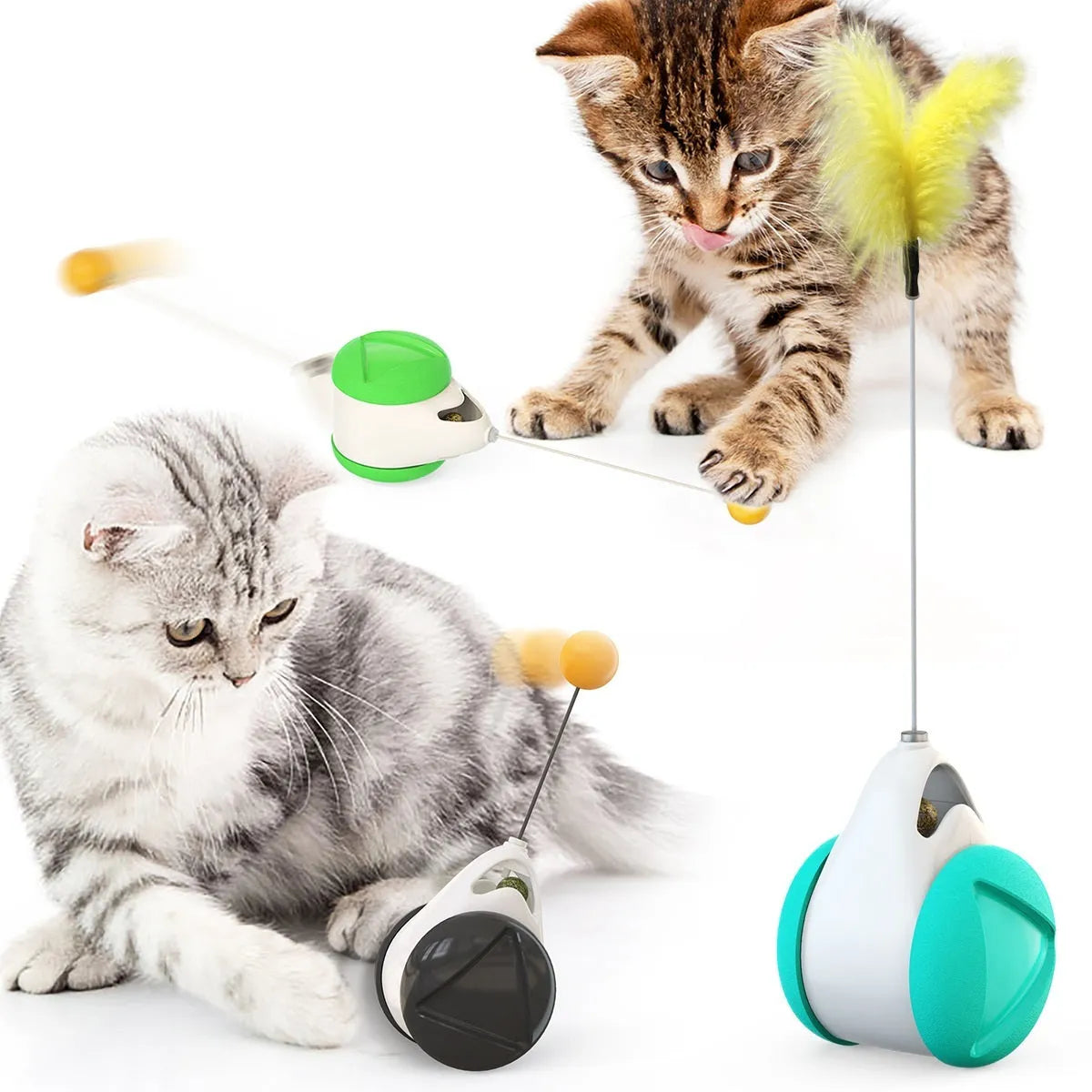 Balance swing car cat toy in plastic, available in multiple colours, self-moving swing action