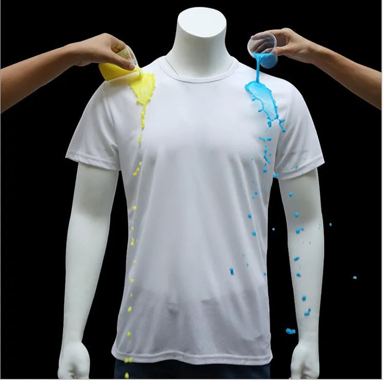 Quick-drying waterproof anti-fouling couple T-shirt, loose round neck short sleeve top in white black blue