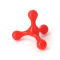 Blue beef-flavoured silicone chew toy for small puppies with three legs, shown next to a ruler measuring 9.5cm.