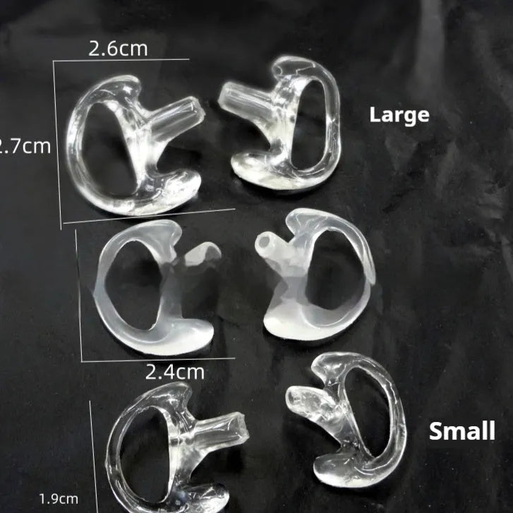 Pair of soft silicone ear hanging accessories for walkie talkie air conduit earphones in three sizes L M S