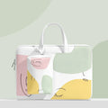 Blue PU leather waterproof laptop bag for a 15.6-inch notebook with a soft handle and zipper.