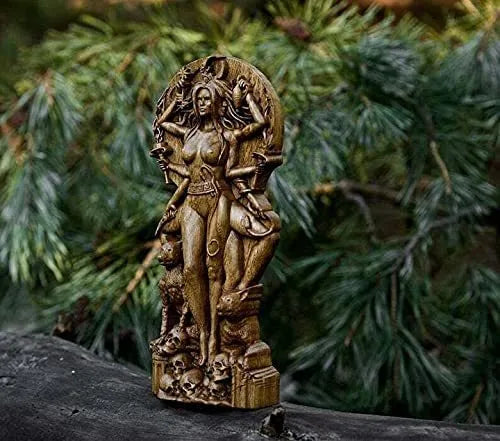 Detailed resin sculpture of a Greek goddess standing 22cm tall, for altar or garden decoration.