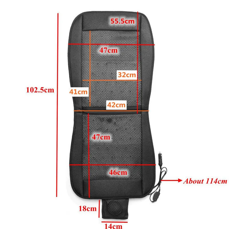 Black and grey large grid car cool seat cushion, 12V summer cooling pad with fibre cover and EVA filler