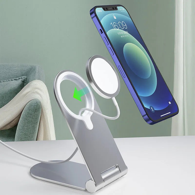 Silver vertical adjustable magnetic car bracket for iPhone 12 dashboard mounting