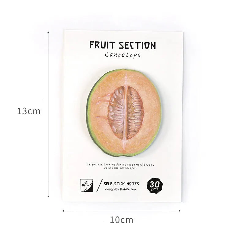 Fruit series notepaper pad with 30 sheets of thick special paper in Avocado, Coconut and Melon colours
