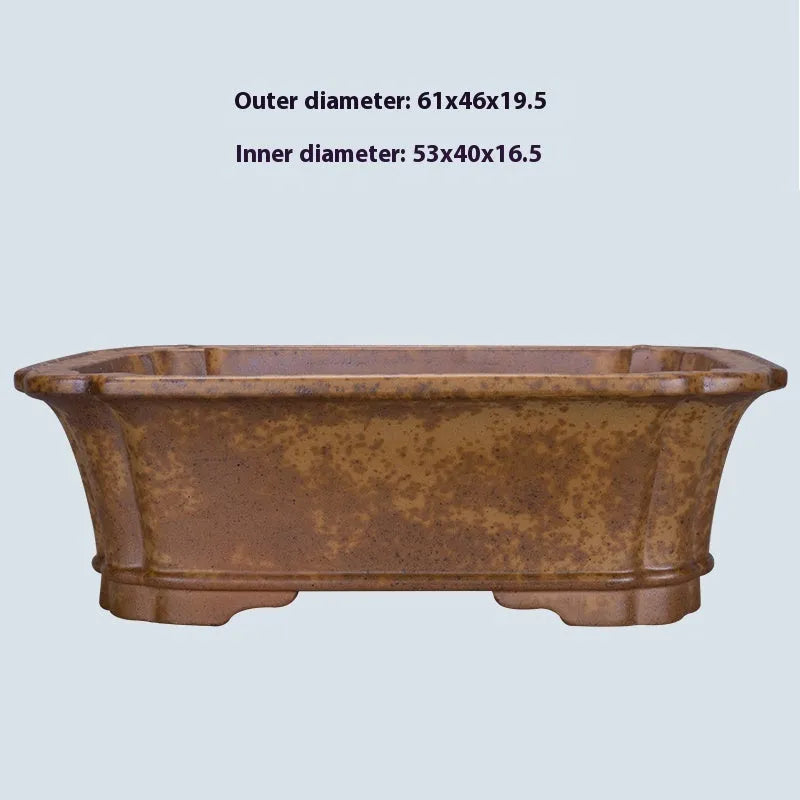 Large rectangular purple sand clay floor planter with modern minimalist design on a wooden floor.