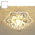 Modern flower-shaped crystal and acrylic ceiling lamp with stainless steel fittings.