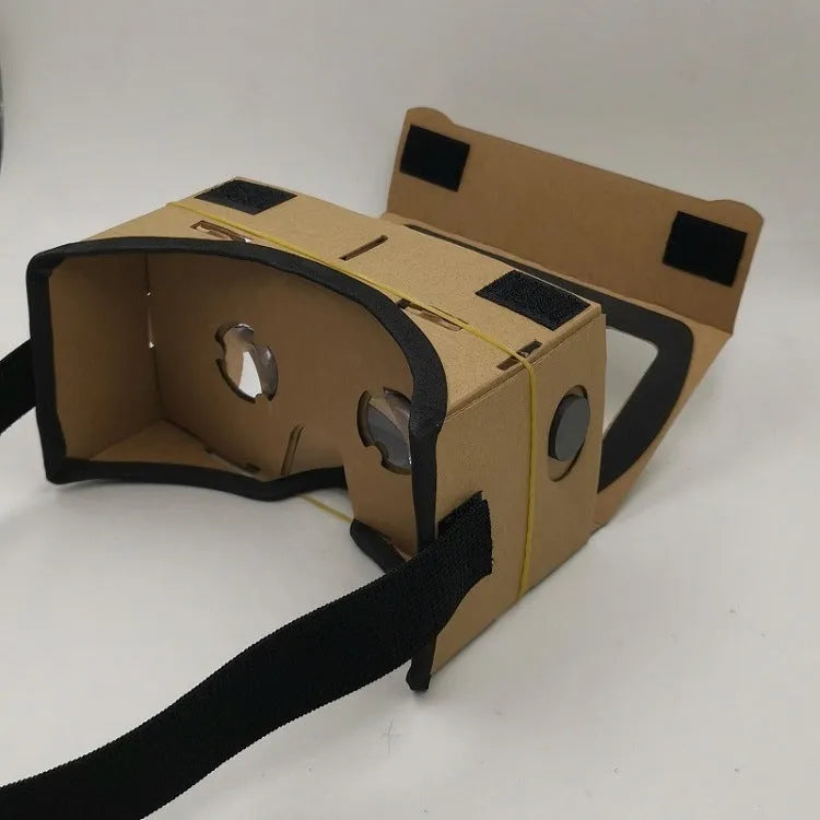 Pink and white cardboard VR glasses headset for smartphones up to 6 inches.
