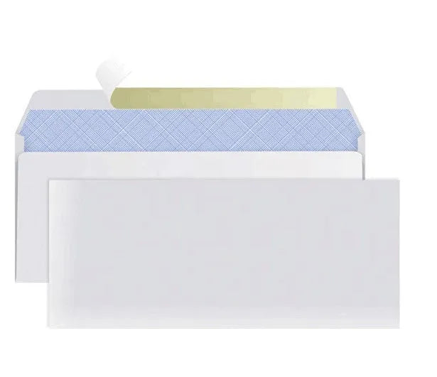 Blue self-adhesive confidential security envelope showing tamper-evident design and 105x240mm dimensions