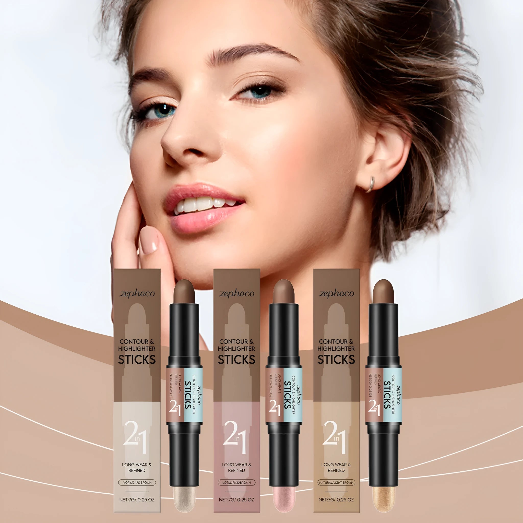 2-in-1 dual-ended highlighter and repair pen set in brown colour options