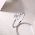 Love Words wedding ring set with heart-shaped moissanite in S925 silver platinum-plated, 1 carat stone in gift box