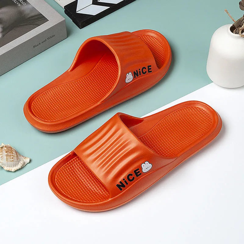 Cartoon pattern EVA flip flop slippers in multiple colours for bathroom use