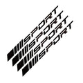 Car rim stickers with hollow sports design in black, red, or white colours measuring 10cm by 0.7cm