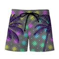 Men's 3D digital printing shorts Hawaiian wind beach pants in polyester with micro-elastic waist, front view on model
