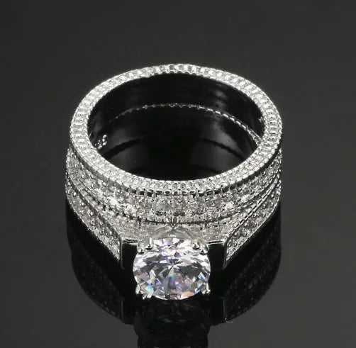 Diamond engagement ring set in European and American style, available in sizes 6 to 10.