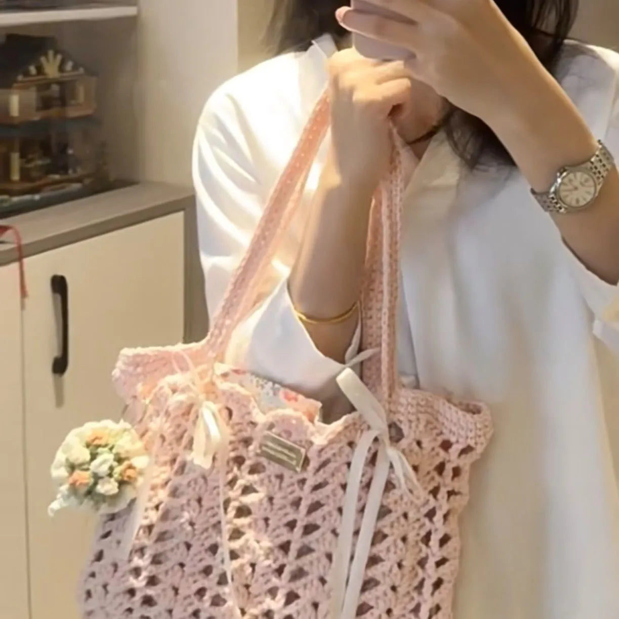 Handwoven wool bag showing floral and geometric patterned styles.
