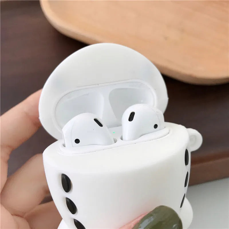 Cartoon aeroplane headset silicone flip case for AirPods with hook attachment