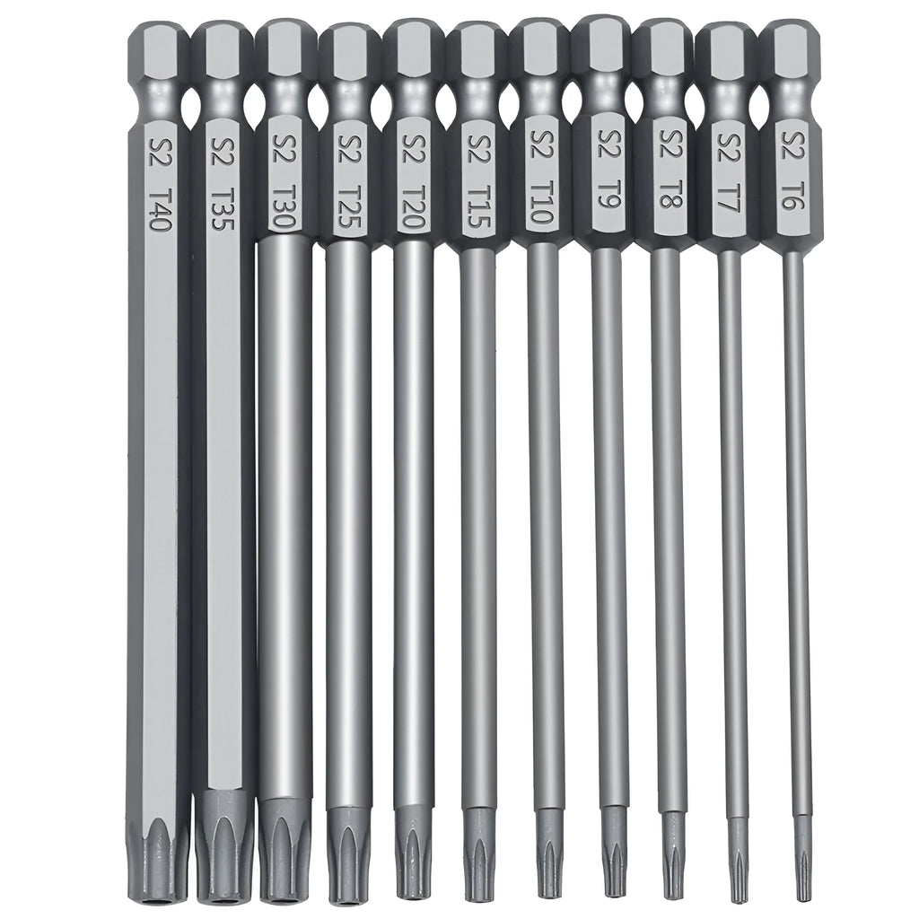 Hexagon handle magnetic screwdriver bit set with 50mm, 75mm, and 100mm alloy steel bits