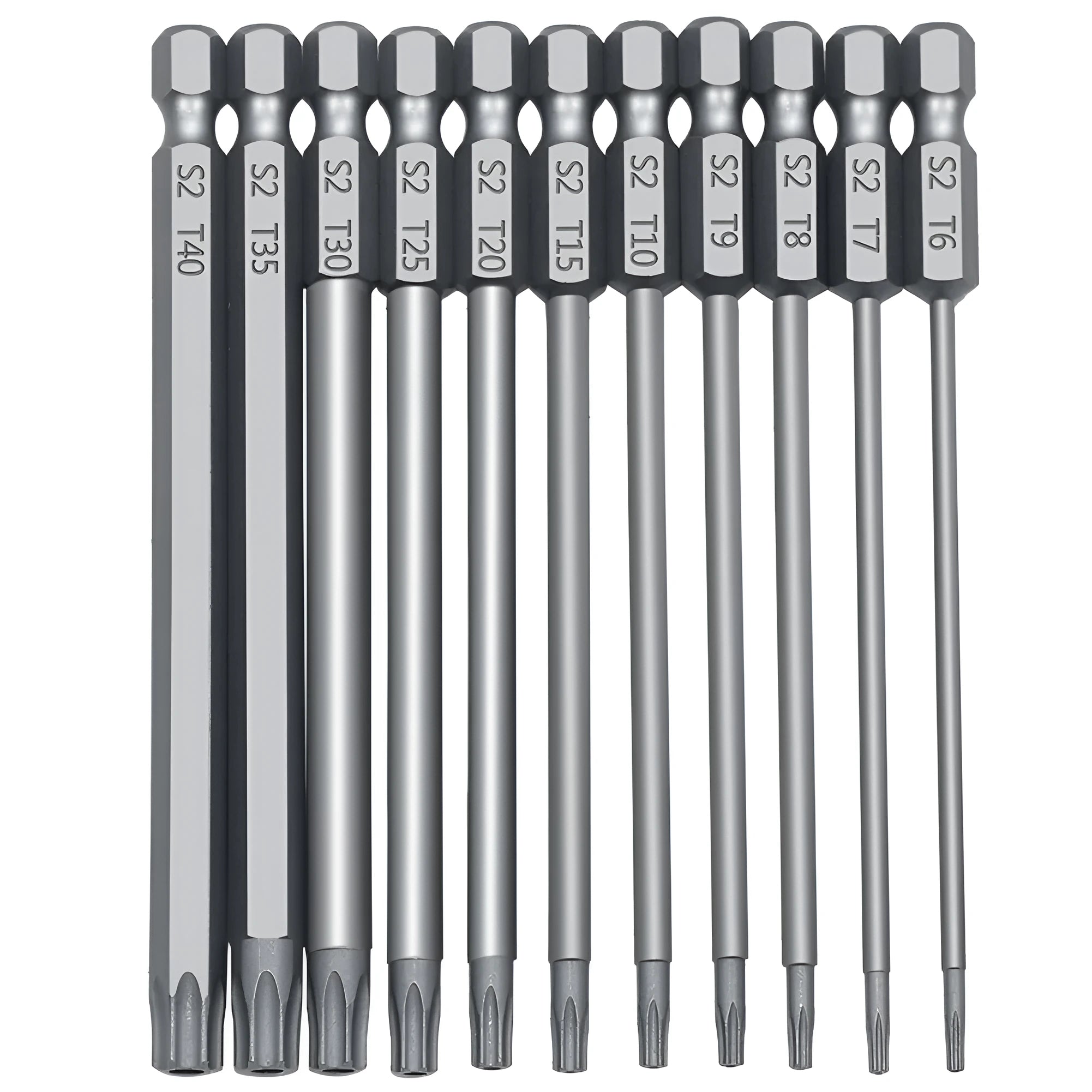 Hexagon handle magnetic screwdriver bit set with 50mm, 75mm, and 100mm alloy steel bits