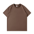 Unisex solid colour pure cotton loose fit short sleeve T-shirt in a leisure setting