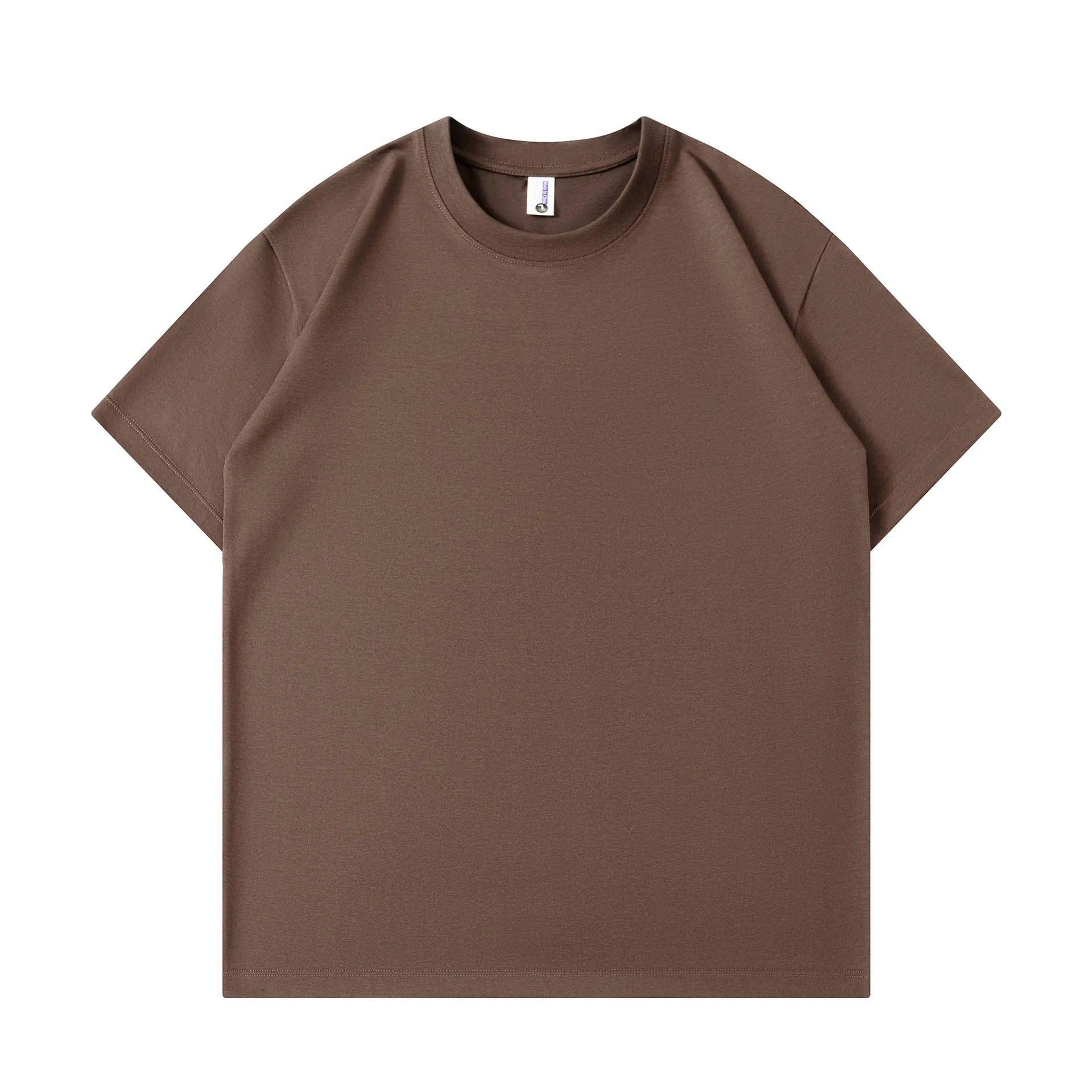 Unisex solid colour pure cotton loose fit short sleeve T-shirt in a leisure setting