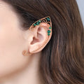 Hand-woven crystal-like mixed material earrings in gold tone, original design, shown as a pair.
