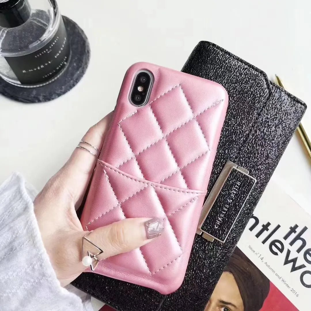 Leather mobile phone case for iPhone XS Max in black, pink and red colours
