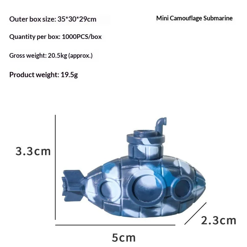 Mini PVC submarine aquarium ornament in red, sized 4-7cm, for fish tank landscaping