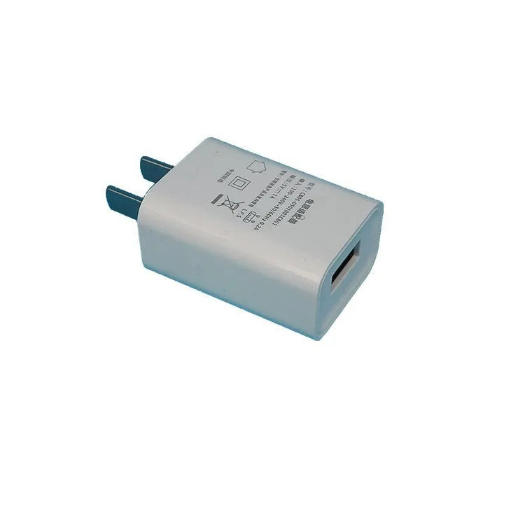 White 5V 1A USB power adapter with CE FCC certifications and compact thin design
