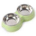 Stainless steel rice bowl pet supplies in blue, green or pink, 24.5 x 13.5 x 4.6 cm
