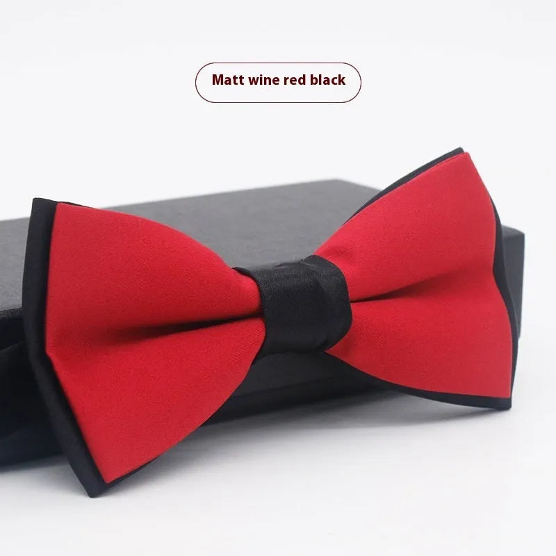 Solid colour flat head polyester bow tie for formal wear and weddings