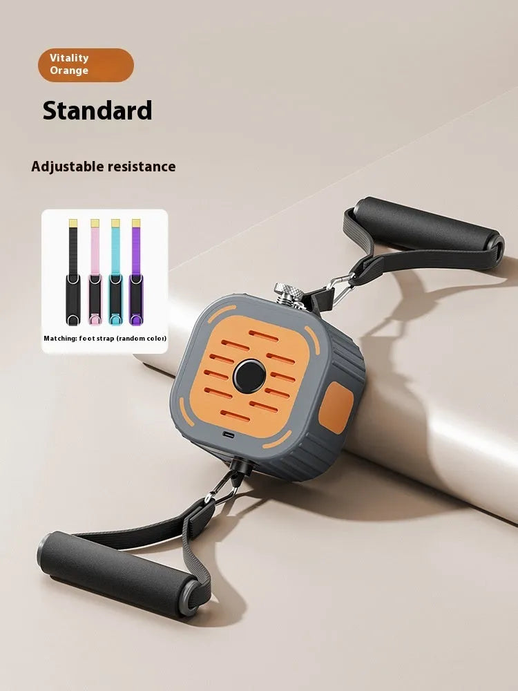 Adjustable Power Pump Chest Expander in navy blue, showing handles, pump, and compact 115cm frame for home workouts.