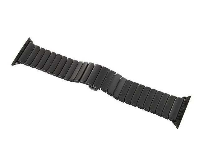 Ceramic stainless steel Apple Watch strap for 38mm and 42mm models in black and white
