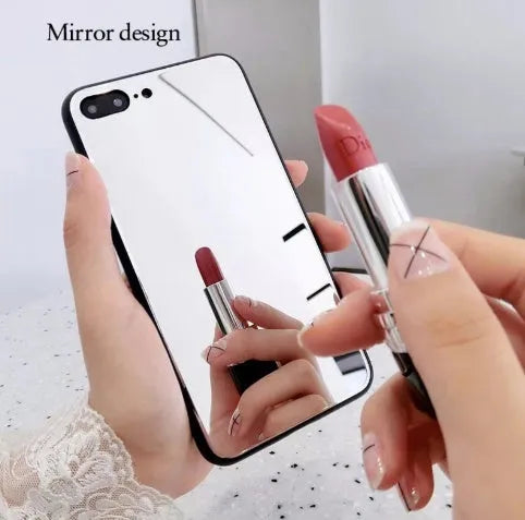 Black mirror phone case for iPhone, showing the reflective surface on the back cover.